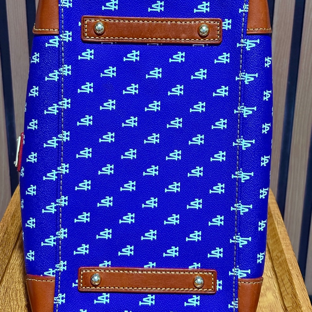 Dooney & Bourke Dodgers Gretta Handbag Blue & White with Brown Accents. - Picture 6 of 15